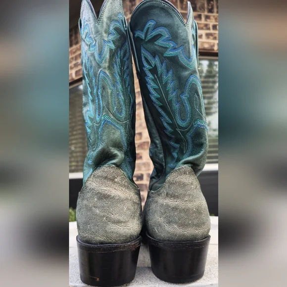 Lucchese Green Elephant Cowboy Boots 13D - Picture 7 of 15